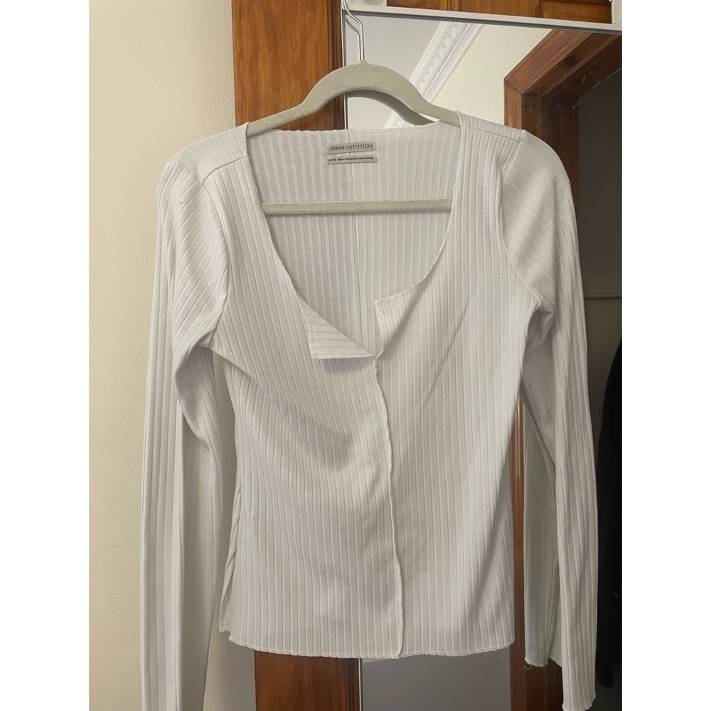 Urban Outfitters White Ribbed Long Sleeve Shirt (medium). Worn twice!